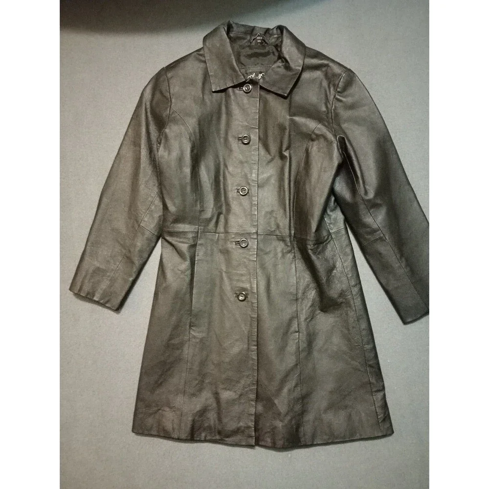 Vintage Amalfi 100% Leather Coat Jacket Womens SMALL  Lined